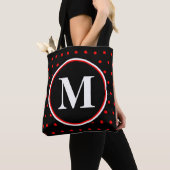 Tote Bag Points noirs rouges monogrammes (De près)