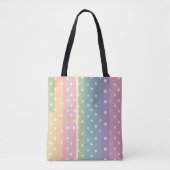 Tote Bag Points polka en nuances pastel rayées (Devant)