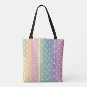 Tote Bag Points polka en nuances pastel rayées (Dos)