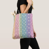 Tote Bag Points polka en nuances pastel rayées (De près)