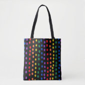 Tote Bag Points Rainbow Candy sur noir (Devant)