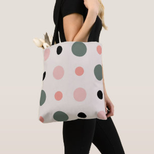 Tote Bag points rose vert et noir