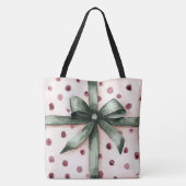 Tote Bag Points roses de Noël Ruban vert & Bow (Dos)