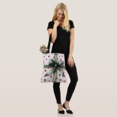 Tote Bag Points roses de Noël Ruban vert & Bow (Sur le modèle)
