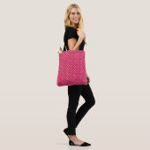Tote Bag points roses et blancs (Sur le modèle)