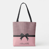Tote Bag Points roses noirs et ruban (Dos)