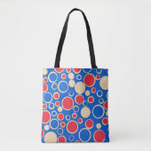 Tote Bag Points Rouge Et Bleu Sur Bleu (Devant)
