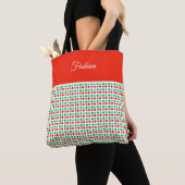 Tote Bag Points rouges et verts à la mode (De près)