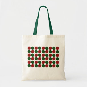 Tote Bag Points rouges et verts sur fond blanc