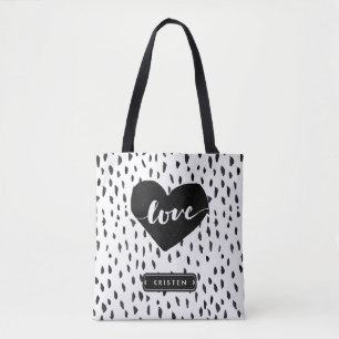 Tote Bag Points tirés par la main abstraits de blanc de