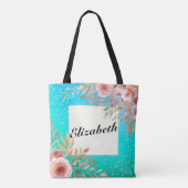 Tote Bag Points Turquoises or rose mariage de mariée (Dos)