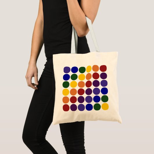 Tote Bag Pois arc-en-ciel en blanc (Devant (produit))