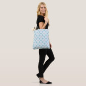Tote Bag Pois blanc rose bleu rétro (Sur le modèle)