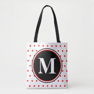 Tote Bag Pois blanc rouge de monogramme