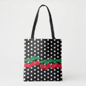Tote Bag Pois blancs en noir avec cerises (Devant)