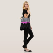 Tote Bag Pois Blancs Et Cuirs Noirs (Sur le modèle)