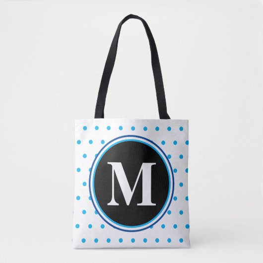 Tote Bag Pois bleu monogrammes (Devant)