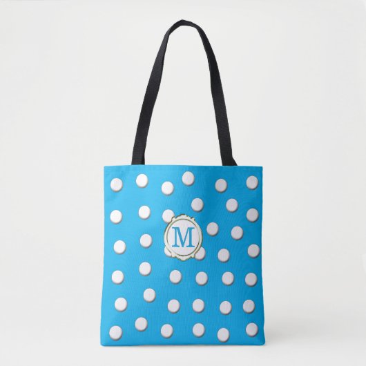 Tote Bag Pois de dimensions blanches sur Sky Blue (Devant)