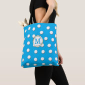 Tote Bag Pois de dimensions blanches sur Sky Blue (De près)