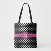 Tote Bag Pois de Monogramme blanc rose noir (Devant)