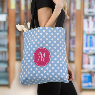 Tote Bag Pois de Monogrammes Rose Bleu