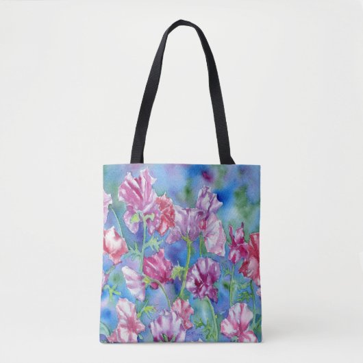 Tote Bag "Pois doux du jardin" Fourre-tout à l'épaule (Devant)