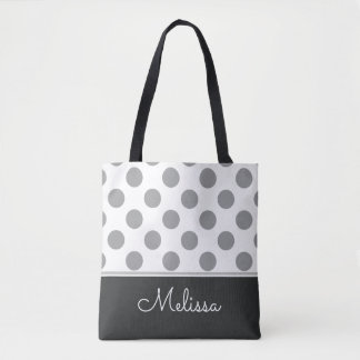 Tote Bag Pois gris| Personnalisé