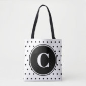 Tote Bag Pois noir monographique blanc (Devant)