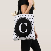 Tote Bag Pois noir monographique blanc (De près)
