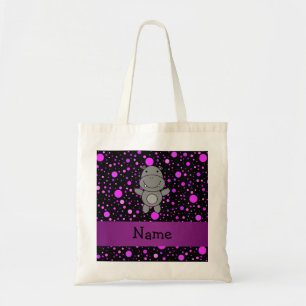 Tote Bag Pois nommé personnalisé de pourpre d'hippopotame