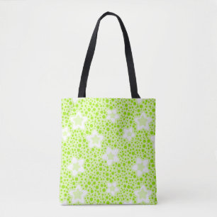 Tote Bag Pois rétro vert vif avec motif floral
