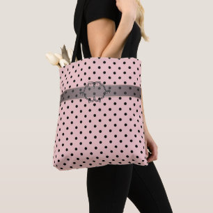 Tote Bag Pois rose noir