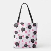 Tote Bag Pois roses et Roses noirs (Dos)