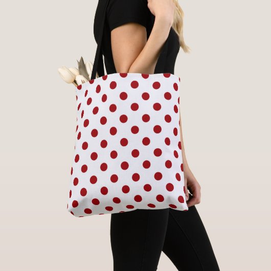 Tote Bag Pois rouge sur un fond blanc (De près)