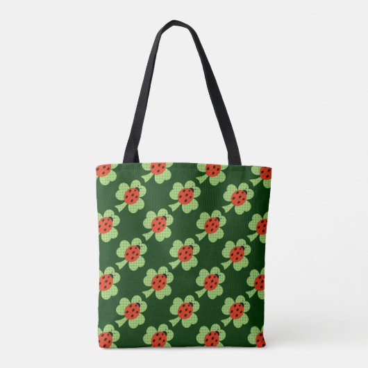 Tote Bag Pois shamrocks Ladybug Ladybird Monogramme (Dos)