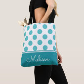 Tote Bag Pois Turquoises| Personnalisé (De près)