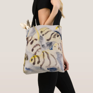 Tote Bag Poisson-ange jaune minimaliste aquarelle vintage
