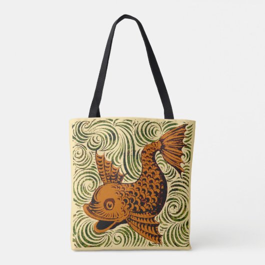 Tote Bag Poisson Antique Carrelage Ancien art (Dos)