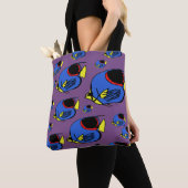 Tote Bag Poisson bleu, jaune et rouge (De près)