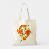 Tote Bag Poisson carpe Koi Vert orange sur (Dos)