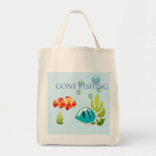Tote Bag Poisson coloré avec bulles et algues