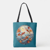 Tote Bag Poisson japonais Koi et feuilles d'automne (Dos)
