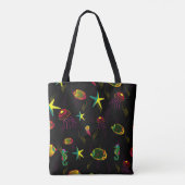 Tote Bag Poisson jaune, noir et marron sans soudure motif.  (Dos)