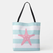 Tote Bag Poisson rose étoilé sur des rayures de menthe (Dos)