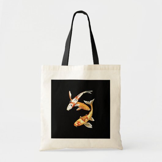 Tote Bag Poisson rouge de Koi de Japonais sur le noir (Devant)