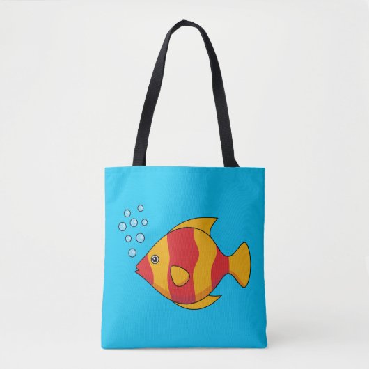 Tote Bag Poisson rouge orange tropical (Devant)