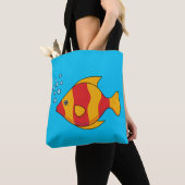 Tote Bag Poisson rouge orange tropical (De près)