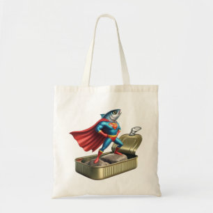 Tote Bag Poisson Super-héros Sardine Puissante Art Océaniqu