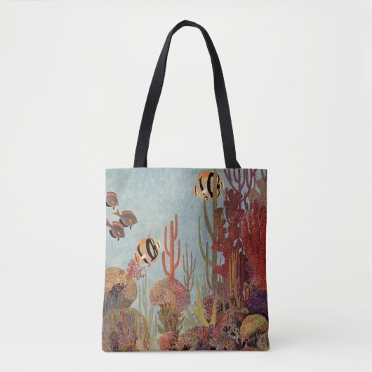 Tote Bag Poissons-anges en corail, poissons tropicaux Vinta (Devant)