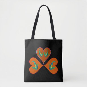 Tote Bag Poissons-anges jumeaux - Illustration de trois cœu